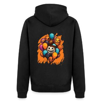 Ballon Halloween Süßes oder Saures Spooky Boo Ghost - Unisex Premium Bio Zip Hoodie - Schwarz - Hinten - Nico (187cm)