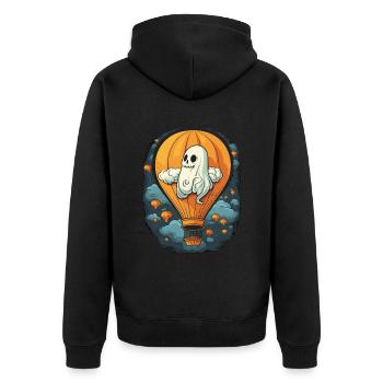 Ballon Halloween Süßes oder Saures Spooky Boo Ghost - Unisex Premium Bio Zip Hoodie - Schwarz - Hinten - Nico (187cm)