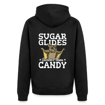 Sugar Glider Süßer Als Candy Sugar Gliders - Unisex Premium Bio Zip Hoodie - Schwarz - Hinten - Nico (187cm)