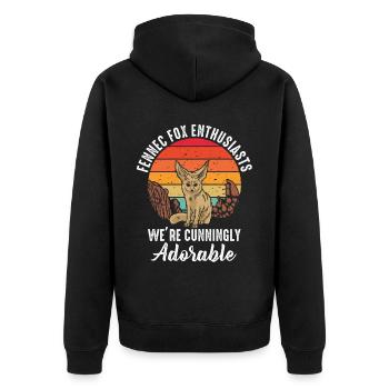 Fennek-füchse: Listig Liebenswerte - Unisex Premium Bio Zip Hoodie - Schwarz - Hinten - Nico (187cm)