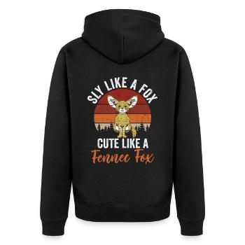 Fennek-füchse, Schlau, Niedlich, Fennek-füchse, - Unisex Premium Bio Zip Hoodie - Schwarz - Hinten - Nico (187cm)