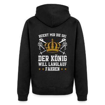 Reicht Mir Die Ski Der König Will Langlauf Fahren - Unisex Premium Bio Zip Hoodie - Schwarz - Hinten - Nico (187cm)