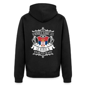 Serbien Serbe serbische Flagge - Unisex Premium Bio Zip Hoodie - Schwarz - Hinten - Nico (187cm)