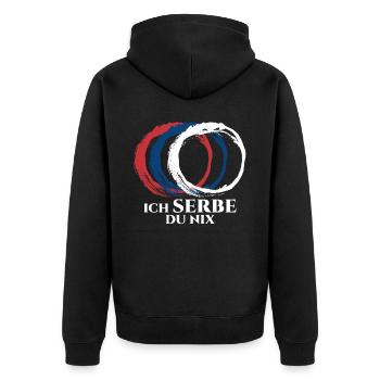 Serbien serbische Flagge Serbe - Unisex Premium Bio Zip Hoodie - Schwarz - Hinten - Nico (187cm)