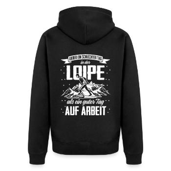 Lieber Ein Schlechter Tag In Der Loipe Als Tag Auf - Unisex Premium Bio Zip Hoodie - Schwarz - Hinten - Nico (187cm)