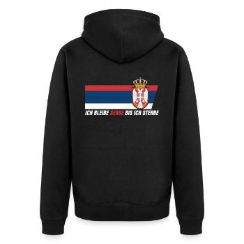 Serbe serbische Flagge Balkan Serbien - Unisex Premium Bio Zip Hoodie - Schwarz - Hinten - Nico (187cm)
