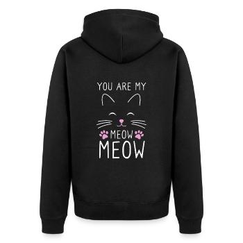 You are my Meow Meow Katze - Unisex Premium Bio Zip Hoodie - Schwarz - Hinten - Nico (187cm)