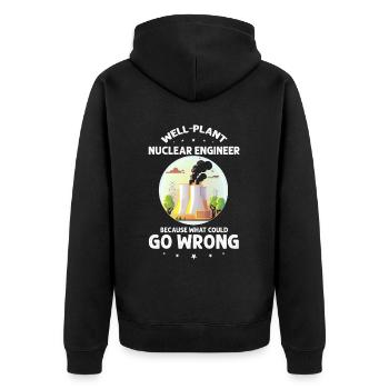 Kernenergie Spruch für Kernenergie - Unisex Premium Bio Zip Hoodie - Schwarz - Hinten - Nico (187cm)