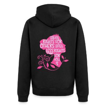Feminist Equal Rights For Others - Unisex Premium Bio Zip Hoodie - Schwarz - Hinten - Nico (187cm)