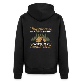 Pfadfinderdesign Für Einen Pfadfinderführer - Unisex Premium Organic Zip Hoodie - black - Back - Nico (187cm)