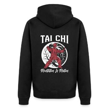 Tai Chi Meditation In Motion Qigong Tai Chi Lover - Unisex Premium Organic Zip Hoodie - black - Back - Nico (187cm)