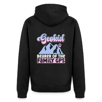 Geokid - Porteur de la famille GPS - Geocaching - Veste à capuche bio Premium Unisexe - noir - Dos - Nico (187cm)