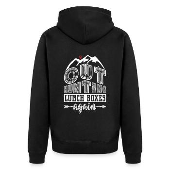 Back on the hunt for packed lunches - Geocaching - Unisex Premium Organic Zip Hoodie - black - Back - Nico (187cm)