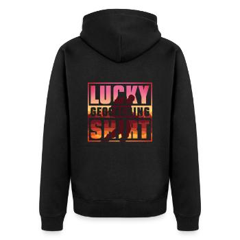 Chemise Lucky Geocaching - Geocaching Geocacher - Veste à capuche bio Premium Unisexe - noir - Dos - Nico (187cm)