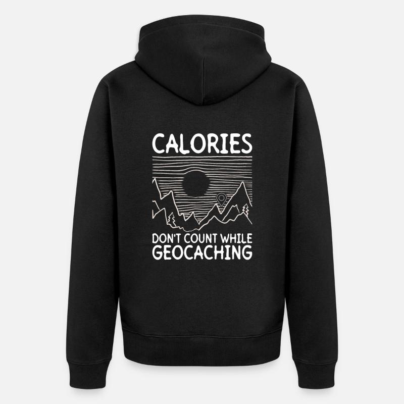 Les calories ne comptent pas dans le géocaching - Geocaching - Veste à capuche bio Premium Unisexe - noir