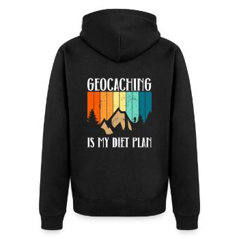Geocaching ist mein Diätplan - Geocaching - Unisex Premium Bio Zip Hoodie - Schwarz - Hinten - Nico (187cm)