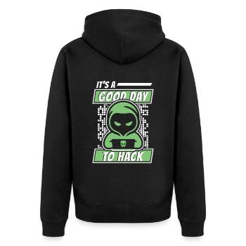 C’est une bonne journée pour pirater l’ingénierie sociale - Veste à capuche bio Premium Unisexe - noir - Dos - Nico (187cm)