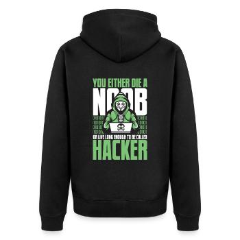 Live Long Enough To Be Called Hacker Sniffer - Unisex Premium Bio Zip Hoodie - Schwarz - Hinten - Nico (187cm)