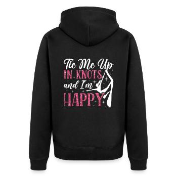 Aerial Silk Akrobatik Circus Aerialist - Unisex Premium Bio Zip Hoodie - Schwarz - Hinten - Nico (187cm)