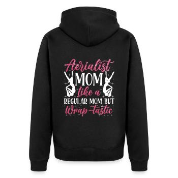 Aerial Silk Akrobatik Circus Aerialist - Unisex Premium Bio Zip Hoodie - Schwarz - Hinten - Nico (187cm)