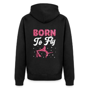 Aerial Silk Akrobatik Circus Aerialist - Unisex Premium Bio Zip Hoodie - Schwarz - Hinten - Nico (187cm)