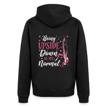 Aerial Silk Akrobatik Circus Aerialist - Unisex Premium Bio Zip Hoodie - Schwarz - Hinten - Nico (187cm)
