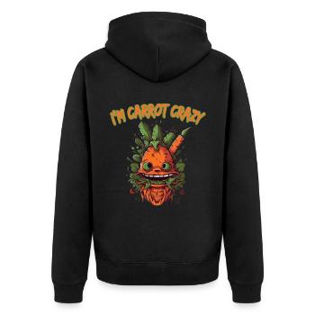 I'm Carrot Crazy Karotten Möhren Mohrrübe - Unisex Premium Bio Zip Hoodie - Schwarz - Hinten - Nico (187cm)