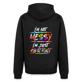 Fluid Painting I'm Not Messy I'm Just Abstract - Unisex Premium Bio Zip Hoodie - Schwarz - Hinten - Nico (187cm)