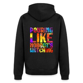 Fluid Painting Pouring Like Nobody's Watching - Unisex Premium Bio Zip Hoodie - Schwarz - Hinten - Nico (187cm)