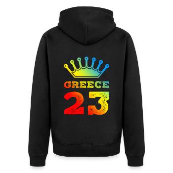 Greece 23 Trikot 2023 - Unisex Premium Bio Zip Hoodie - Schwarz - Hinten - Nico (187cm)