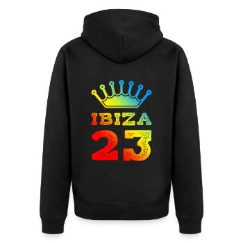 Ibiza 23 Trikot 2023 - Unisex Premium Bio Zip Hoodie - Schwarz - Hinten - Nico (187cm)