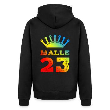 Maillot Malle 23 2023 - Veste à capuche bio Premium Unisexe - noir - Dos - Nico (187cm)