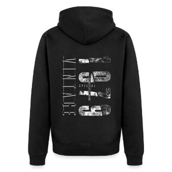 Vintage 1979 Special Edition Geburtsjahr 1979 - Unisex Premium Bio Zip Hoodie - Schwarz - Hinten - Nico (187cm)