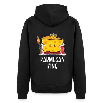 Parmesan - Unisex Premium Bio Zip Hoodie - Schwarz - Hinten - Nico (187cm)