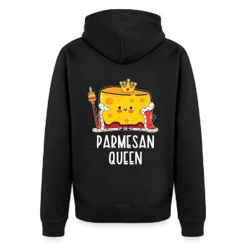 Parmesan - Unisex Premium Bio Zip Hoodie - Schwarz - Hinten - Nico (187cm)