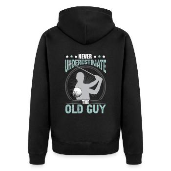 Funny Golf Lover Men Golfing - Unisex Premium Organic Zip Hoodie - black - Back - Nico (187cm)