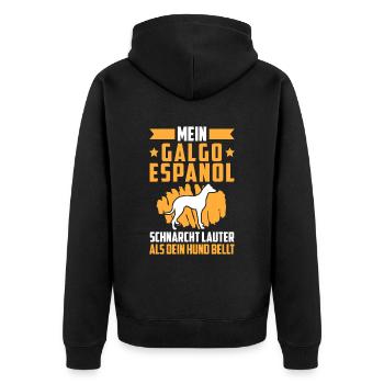 Galgo Espanol schnarcht lauter Spanischer Windhund - Unisex Premium Bio Zip Hoodie - Schwarz - Hinten - Nico (187cm)