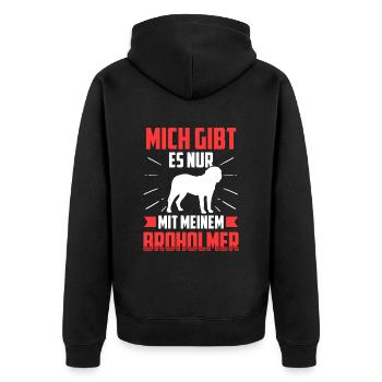 Nur mit meinem Broholmer Dänische Dogge - Unisex Premium Bio Zip Hoodie - Schwarz - Hinten - Nico (187cm)