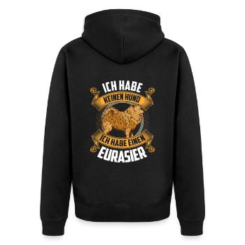 Ich habe einen Eurasier Spitz Eurasian Dog - Unisex Premium Bio Zip Hoodie - Schwarz - Hinten - Nico (187cm)
