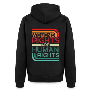 Feminist Retro Women's Rights Are - Unisex Premium Bio Zip Hoodie - Schwarz - Hinten - Nico (187cm)