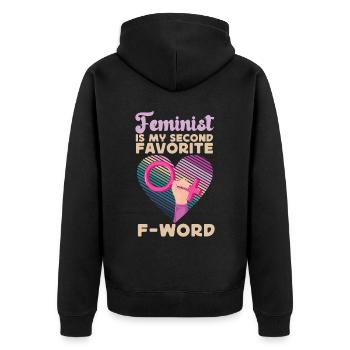 Feminist Heart Feminist Is My - Unisex Premium Bio Zip Hoodie - Schwarz - Hinten - Nico (187cm)