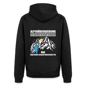 Alpenüberquerung Für Alpenüberquerer Wanderin Wand - Unisex Premium Bio Zip Hoodie - Schwarz - Hinten - Nico (187cm)