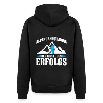 Alpenüberquerung Für Alpenüberquerer Wanderin Wand - Unisex Premium Bio Zip Hoodie - Schwarz - Hinten - Nico (187cm)