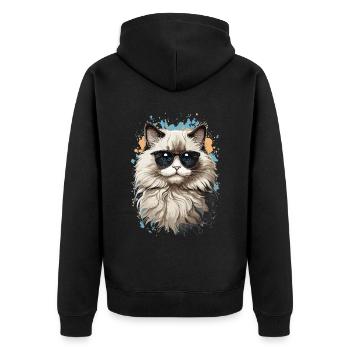 Ragdoll cat for true cat lovers cats - Unisex Premium Organic Zip Hoodie - black - Back - Nico (187cm)