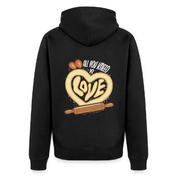 Baking All you knead is love baker - Unisex Premium Organic Zip Hoodie - black - Back - Nico (187cm)