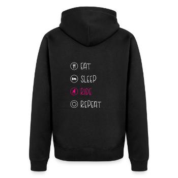 EAT SLEEP RIDE , Horses - Unisex Premium Organic Zip Hoodie - black - Back - Nico (187cm)