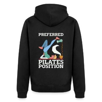 Pilates Preferred Pilates Position Meditation - Unisex Premium Organic Zip Hoodie - black - Back - Nico (187cm)