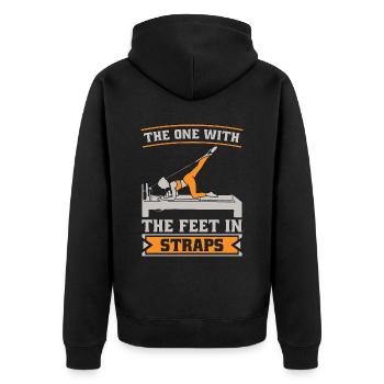 Pilates The One With The Feet In Straps Reformer - Unisex Premium Bio Zip Hoodie - Schwarz - Hinten - Nico (187cm)