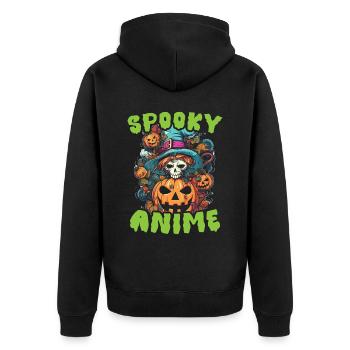 Anime Halloween Kawaii Süßes oder Saures Gruseliger Manga - Unisex Premium Bio Zip Hoodie - Schwarz - Hinten - Nico (187cm)