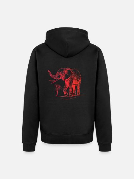Elephant Kids Red Elephant - Unisex Premium Organic Zip Hoodie - black